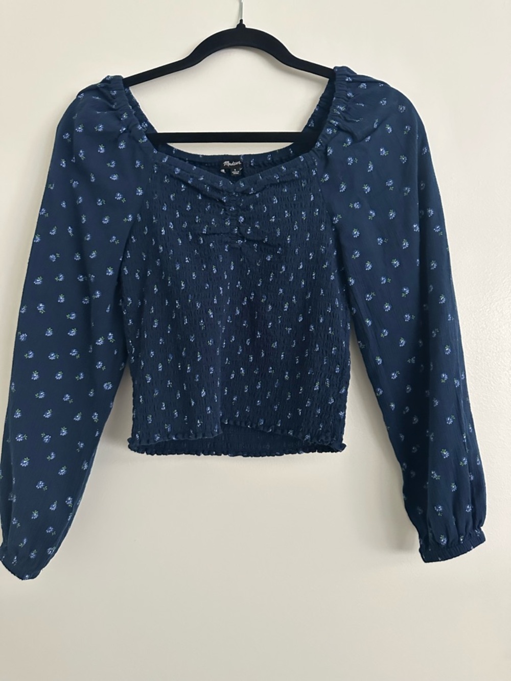 MADEWELL Smocked Puff Sleeve Floral Blouse SIZE: Small